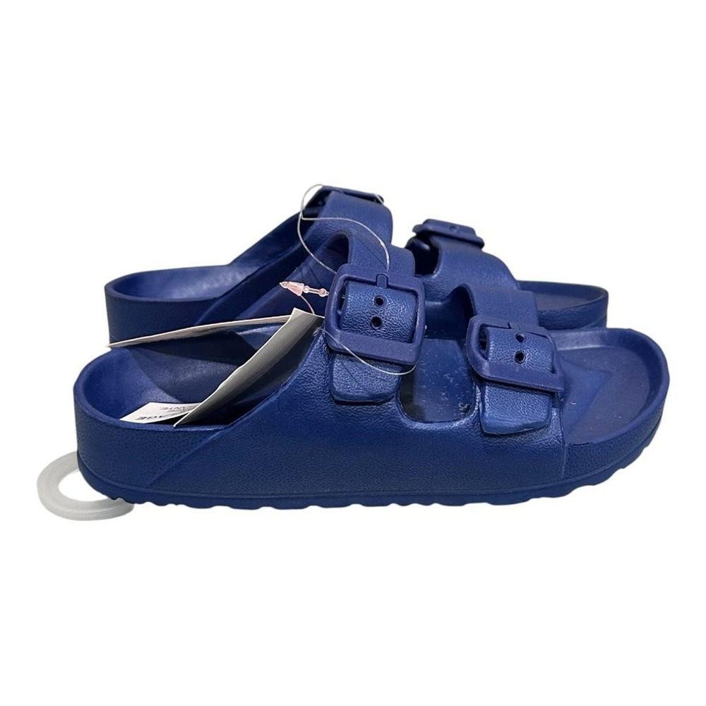 Joe Fresh Slide Sandals Unisex Kids Size 12 Blue Buckle Beach Shoes Summer